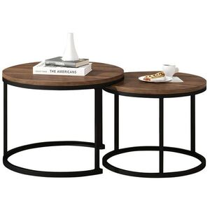 Redom KONFERENČNÍ stolek 70, 5/50 a 45, 5/44 cm, stohovatelný, moderní design s mramorovým dekorem, Dub obraz