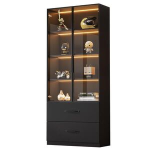 FLIEKS VITRÍNA 60cm Sklo LED Hliník 2 Dveře Zásuvky obraz