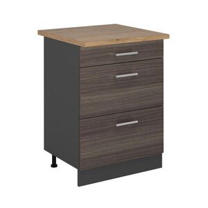 Vicco SPODNÍ SKŘÍŇKA KUCHYŇSKÉ LINKY R-Line Ušlechtilá šedá 60 cm se zásuvkami, PD Dub obraz