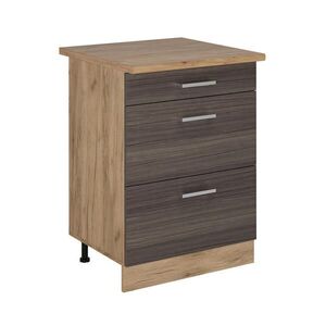 Vicco SPODNÍ SKŘÍŇKA KUCHYŇSKÉ LINKY R-Line Ušlechtilá šedá 60 cm se zásuvkami, PD Dub obraz
