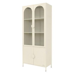 ML-DESIGN VITRÍNA 80x185x40 cm krémová z oceli se 4 dvířky obraz