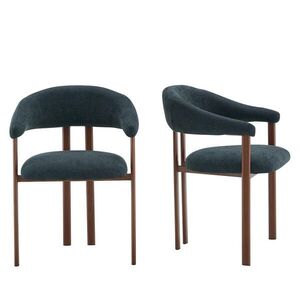 Urban Meuble JÍDELNÍ ŽIDLE SADA 2 KS z látky s kovovými nohami, ergonomicky polstrovaná v soudkovém designu obraz