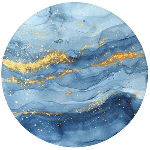 OnlyWow KOUPELNOVÁ PŘEDLOŽKA Akvarel - modrá - umění - zlatá - luxusní - moderní 70x70 cm obraz