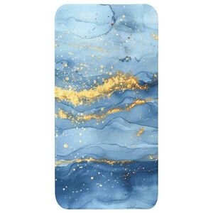 OnlyWow KOUPELNOVÁ PŘEDLOŽKA Akvarel - modrá - umění - zlatá - luxusní - moderní 60x120 cm obraz