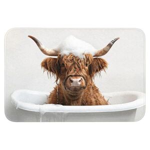 OnlyWow KOUPELNOVÁ PŘEDLOŽKA Scottish Highlander - Koupel - Kráva - Zvířata - Pěna 90x60 cm obraz