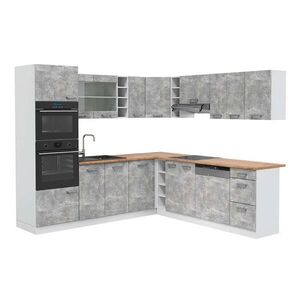 Vicco ROHOVÁ KUCHYŇ R-Line, Beton/Bílá, 247 x 237 cm, PD Dub obraz