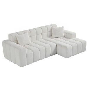 OKWISH ROHOVÁ pohovka 249, 94/99, 82/59, 94 cm, bílá, ze sametu, s flexibilními moduly a vakuovým balením obraz