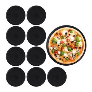 Relaxdays PLECH Černý na pizzu 10dílná-sada nepřilnavý 32 cm obraz