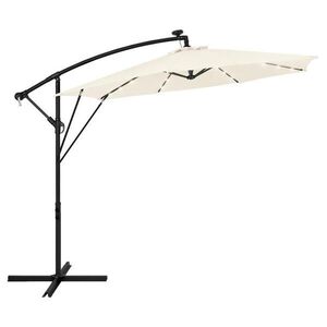 ML-DESIGN SLUNEČNÍK S SEMAFOREM Ø 300 cm v béžové barvě z hliníku s LED solárním obraz