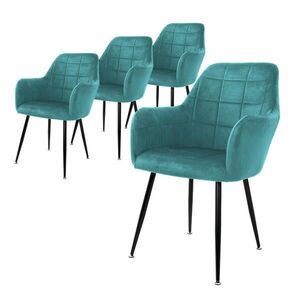 ML-DESIGN JÍDELNÍ ŽIDLE, sada 4 ks, petrol, samet obraz