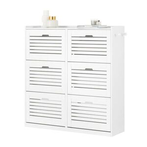 SoBuy BOTNÍK se 6 dveřmi Bílá 115x30x112cm Nordický obraz
