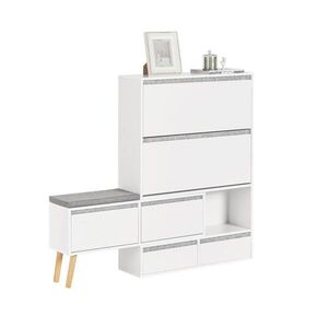 SoBuy BOTNÍK se 6 dveřmi Bílá 124x80x115cm Nordický obraz