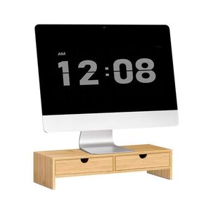 SoBuy STOJAN NA MONITOR se dvěma zásuvkami Bambus 47x18x11cm Minimalistický obraz