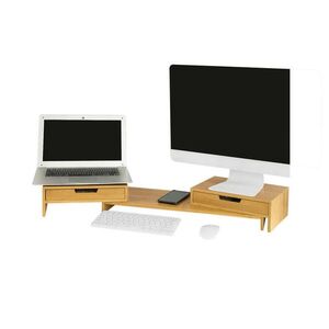 SoBuy STOJAN NA MONITOR se třemi zásuvkami Bambus 51x25x11.5cm Minimalistický obraz