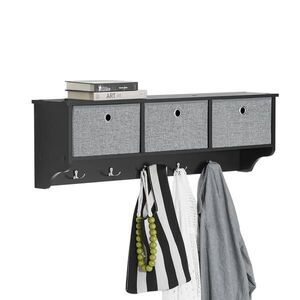 SoBuy NÁSTĚNNÝ VĚŠÁK s policí Černá 100x20x30cm Funkční obraz