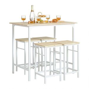 SoBuy STŮL se 4 stoličkami sada 5 kusů 100x60x87cm Nordický obraz