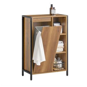 SoBuy KOUPELNOVÁ SKŘÍŇKA S KOŠEM NA PRÁDLO a 1 dveřmi 60x30x90cm Industriální obraz