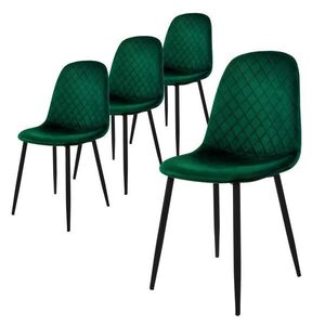 ML-DESIGN JÍDELNÍ ŽIDLE, sada 4 ks, tmavě zelený samet obraz