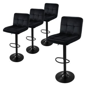 ML-DESIGN SADA 4 barových židlí, černé, sametové, výškově nastavitelné/otočné obraz