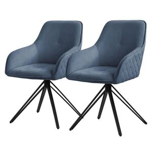 ML-DESIGN JÍDELNÍ ŽIDLE, sada 2 ks, otočná, modrá tkanina obraz
