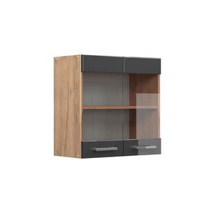 Vicco SKLENĚNÁ KUCHYŇSKÁ SKŘÍŇKA R-Line Antracitový vysoký lesk 60 cm obraz