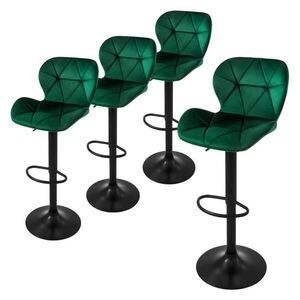 ML-DESIGN SADA 4 barových stoliček, zelené, sametové, výškově nastavitelné/otočné obraz