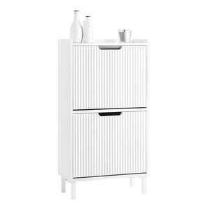 SoBuy BOTNÍK se 2 dveřmi Bílá 50x19x90cm Minimalistický obraz