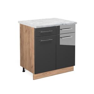 Vicco SPODNÍ SKŘÍŇKA KUCHYŇSKÉ LINKY Fame-Line Antracitový vysoký lesk 80 cm , PD Mramor obraz
