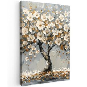 MuchoWow OBRAZ NA PLÁTNĚ Strom - Květiny - Bílá - Příroda - Umění 40x60 cm obraz