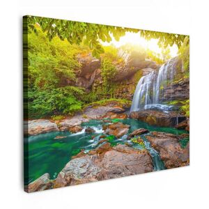 MuchoWow OBRAZ NA PLÁTNĚ Příroda - Vodopád - Rostliny - Stromy - Slunce 80x60 cm obraz
