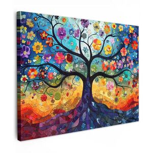 MuchoWow OBRAZ NA PLÁTNĚ Umění - Strom života - Květiny - Hippie 80x60 cm obraz