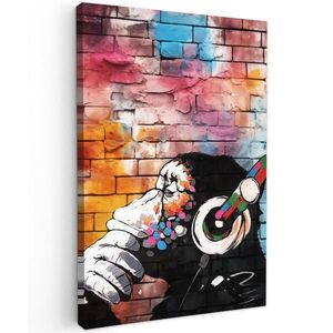 MuchoWow OBRAZ NA PLÁTNĚ Opice - Graffiti - Hudba 60x90 cm obraz