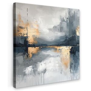 MuchoWow OBRAZ NA PLÁTNĚ Umění - šedá - zlatá - abstraktní 50x50 cm obraz