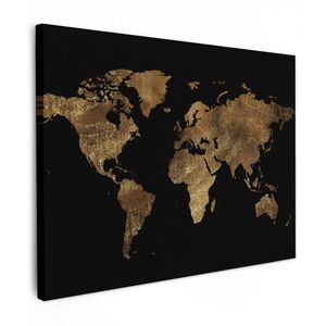 MuchoWow OBRAZ NA PLÁTNĚ Mapa světa - Zlatá - Luxusní - Země - Černá 80x60 cm obraz