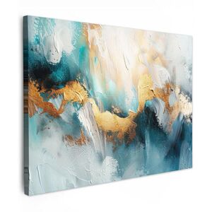 MuchoWow OBRAZ NA PLÁTNĚ Abstraktní - umění - zlatá - modrá 80x60 cm obraz