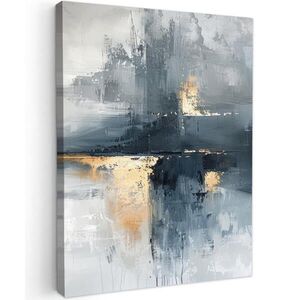 MuchoWow OBRAZ NA PLÁTNĚ Umění - šedá - zlatá - abstraktní 60x80 cm obraz