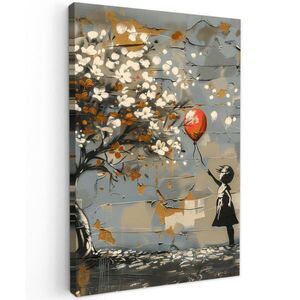 MuchoWow OBRAZ NA PLÁTNĚ Strom - Graffiti - Banksy styl - Dívka s balónkem 60x90 cm obraz