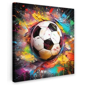 MuchoWow OBRAZ NA PLÁTNĚ Fotbal - barva - barvy - černá - bílá 50x50 cm obraz
