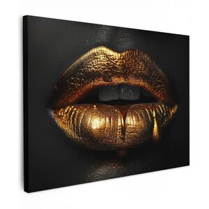 MuchoWow OBRAZ NA PLÁTNĚ Žena - portrét - rty - zlatá - černá 80x60 cm obraz