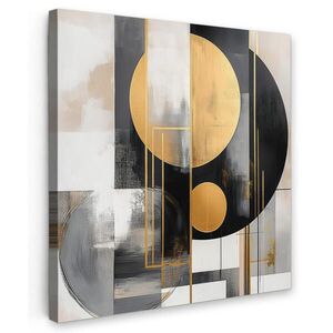 MuchoWow OBRAZ NA PLÁTNĚ Abstraktní - Zlato - Stříbro - Tvary - Estetické - Moderní 50x50 cm obraz