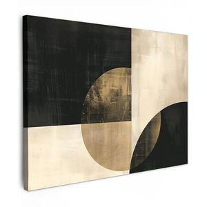 MuchoWow OBRAZ NA PLÁTNĚ Abstraktní - Geometrické tvary - Černá - Zlatá 80x60 cm obraz