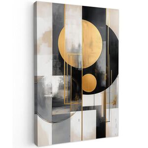 MuchoWow OBRAZ NA PLÁTNĚ Abstraktní - Zlato - Stříbro - Tvary - Estetické - Moderní 80x120 cm obraz
