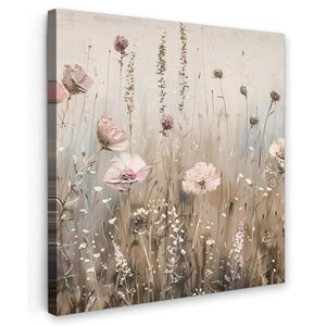 MuchoWow OBRAZ NA PLÁTNĚ Květiny - růžová - moderní - béžová 50x50 cm obraz