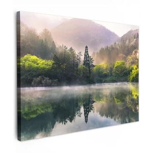 MuchoWow OBRAZ NA PLÁTNĚ Příroda - Stromy - Hory - Jezero - Voda 80x60 cm obraz
