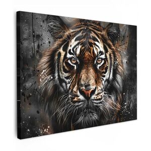 MuchoWow OBRAZ NA PLÁTNĚ Tygr - Zvířata - Portrét - Luxusní - Černá 40x30 cm obraz