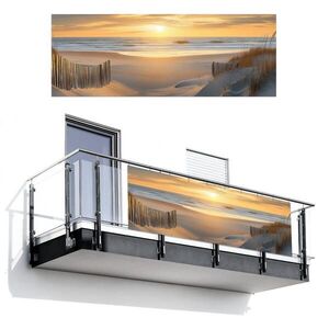 MuchoWow BALKONOVÁ ZÁSTĚNA Pláž - duny - západ slunce 300x110 cm obraz
