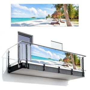 MuchoWow BALKONOVÁ ZÁSTĚNA Pláž - moře - palmy 300x100 cm obraz