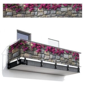 MuchoWow BALKONOVÁ ZÁSTĚNA Bougainvillea - Kamenná zeď - růžová 500x85 cm obraz