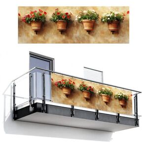 MuchoWow BALKONOVÁ ZÁSTĚNA Květináče - Nástěnné - Vintage 300x100 cm obraz