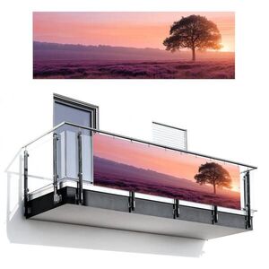 MuchoWow BALKONOVÁ ZÁSTĚNA Strom - vřes - východ slunce 300x100 cm obraz